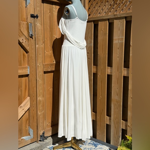 🆕 SIMKHAI 🧿 NWOT Amarantha Off The Shoulder Draped Maxi Dress, Ivory - Sz XL - Picture 8 of 17